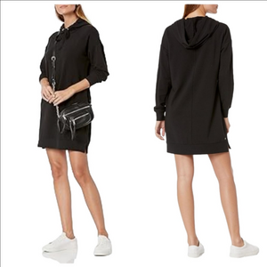 THE DROP  lona Long-Sleeve Hooded Mini Sweatshirt Dress